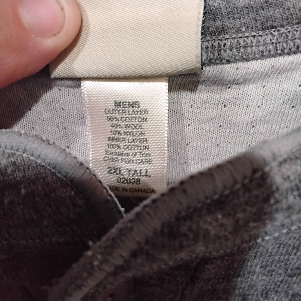 LL Bean Men 2XL Tall Grey Wool Blend Double Layer Henley Long Sleeve Shirt 02038 - Picture 5 of 8